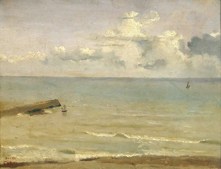Dieppe, iskele ucunda ve deniz - Jean-Baptiste Camille Corot