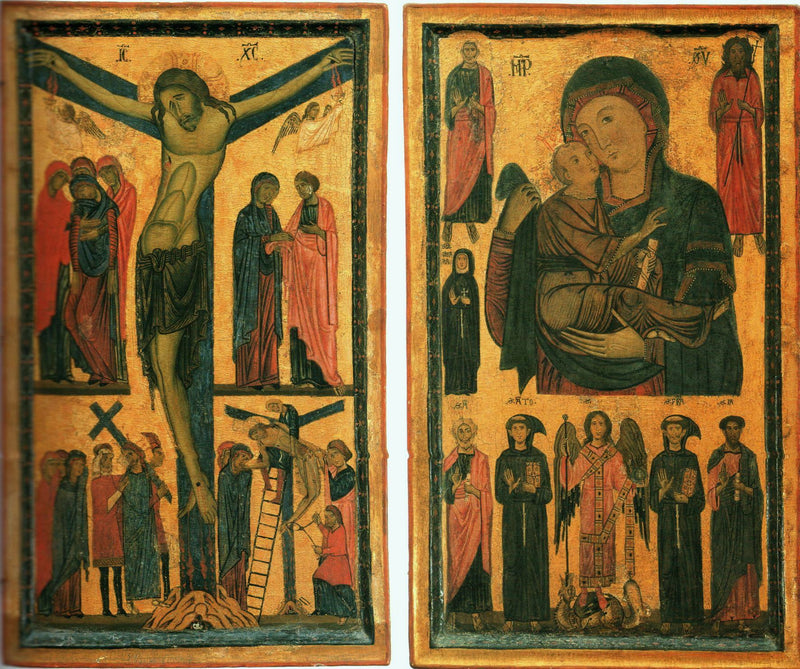 Çarmıha Geriliş ve Meryem Ana ile Çocuk ve Azizler - Bonaventura Berlinghieri