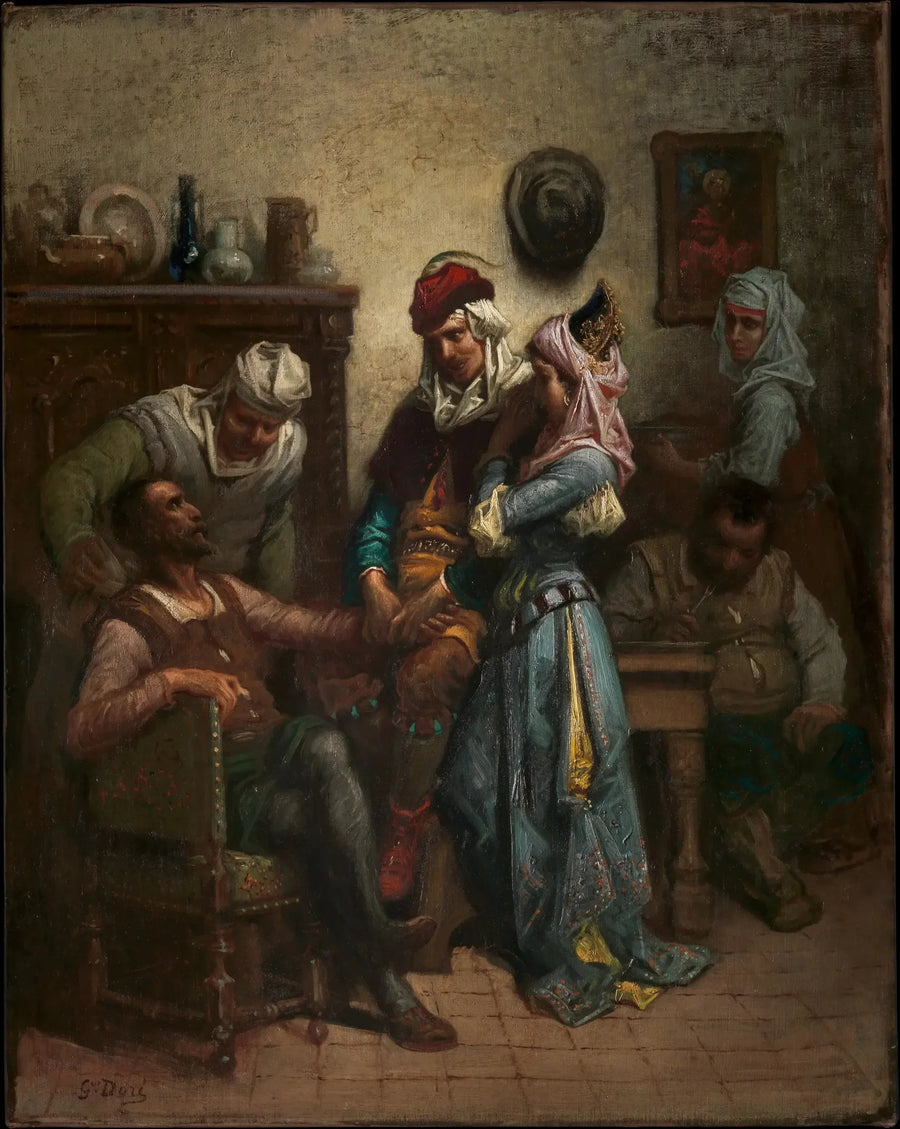 Don Quichotte ve Sancho Panza, Basile ve Quiteria tarafından eğleniyor - Gustave Doré