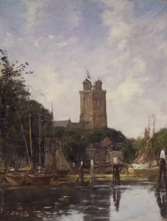 Dordrecht, Grote Kerk'ten Kanal Üzerinden - Eugène Boudin