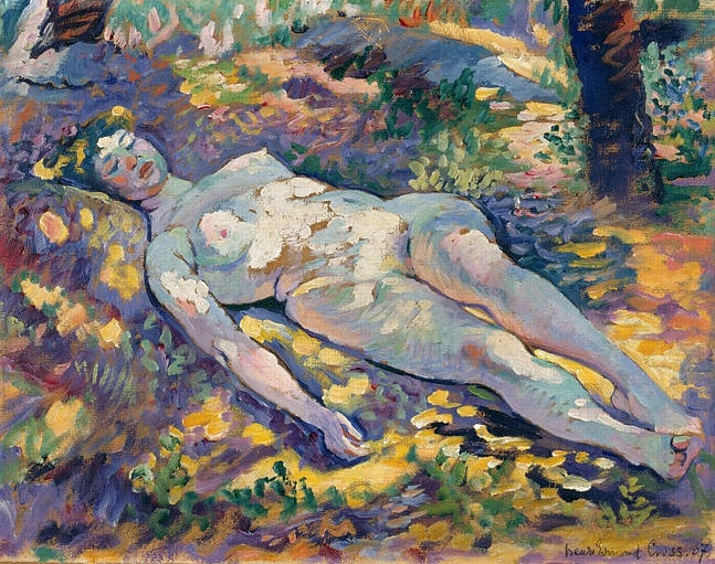 Çıplak Yatak Odası Açık Alanında - Henri-Edmond Cross