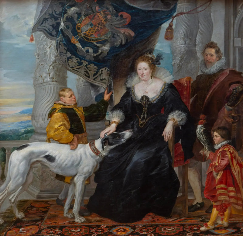 Alethea Talbot'un (1585-1654) Çift Portresi, Arundel Kontesi ve Sir Dudley Carleton'un (1573-1632) iki hizmetkârıyla - Peter Paul Rubens
