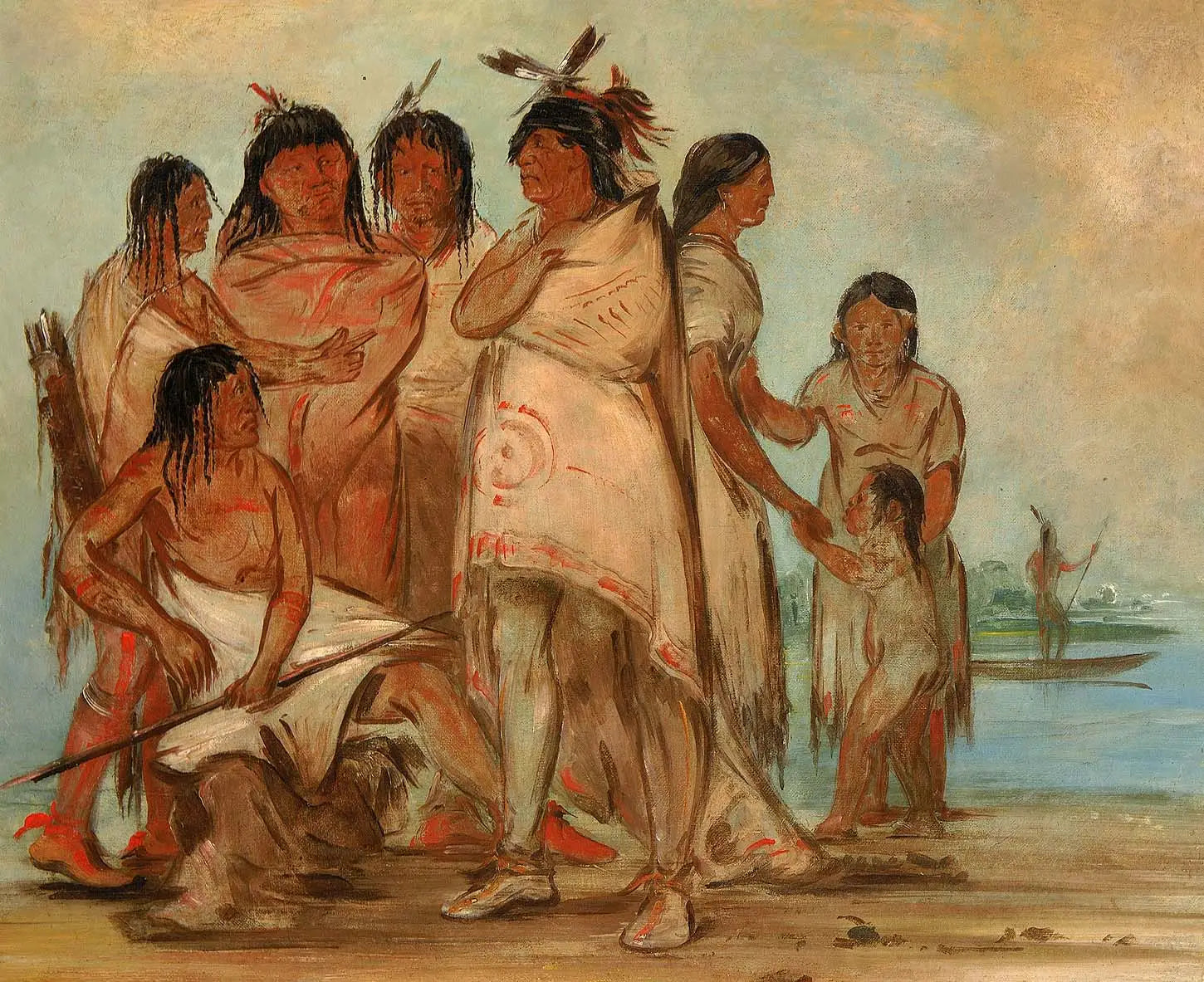 Du-cór-re-a chef de la tribu et sa famille - George Catlin - Alpha Reproduction