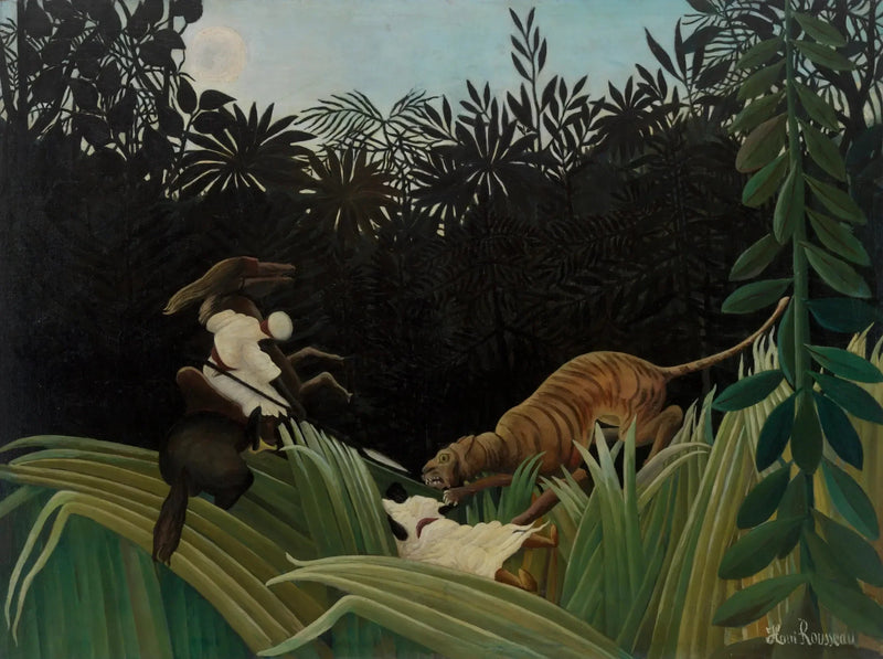 Tigre tarafından saldırıya uğrayan kaşifler - Henri Rousseau