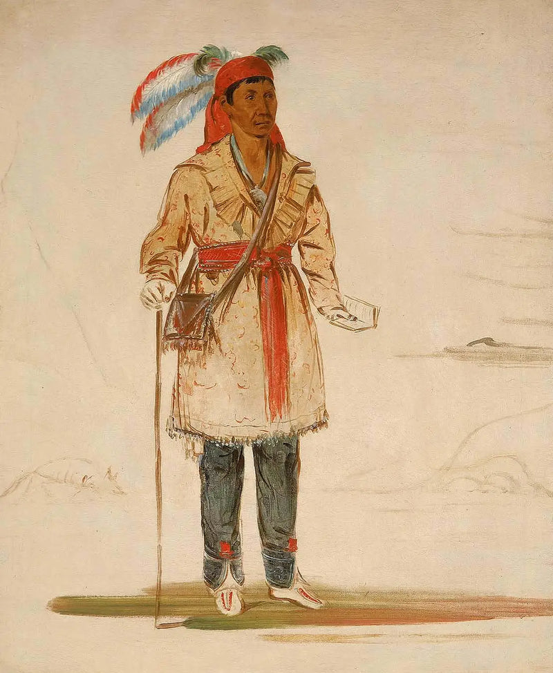 Ee-tów-o-kaum, nehrin her iki tarafında, kabile lideri - George Catlin