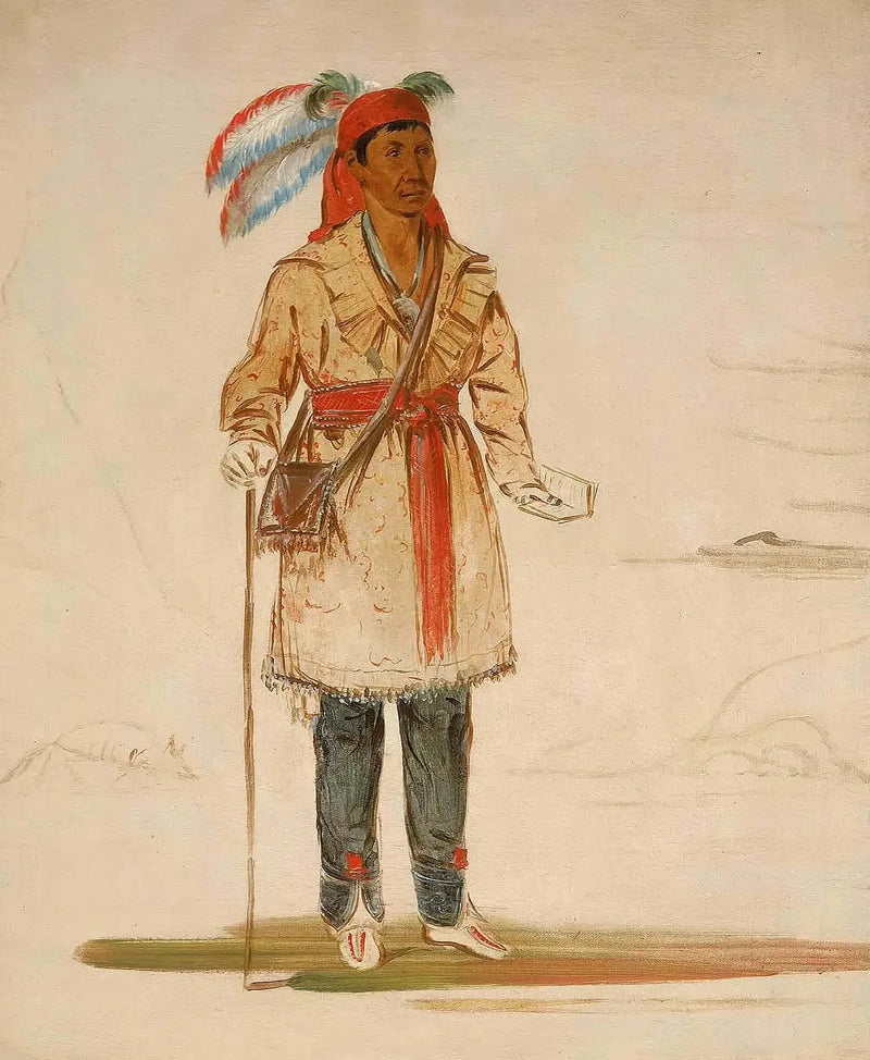 Ee-tów-o-kaum, nehrin her iki tarafında, kabile lideri - George Catlin