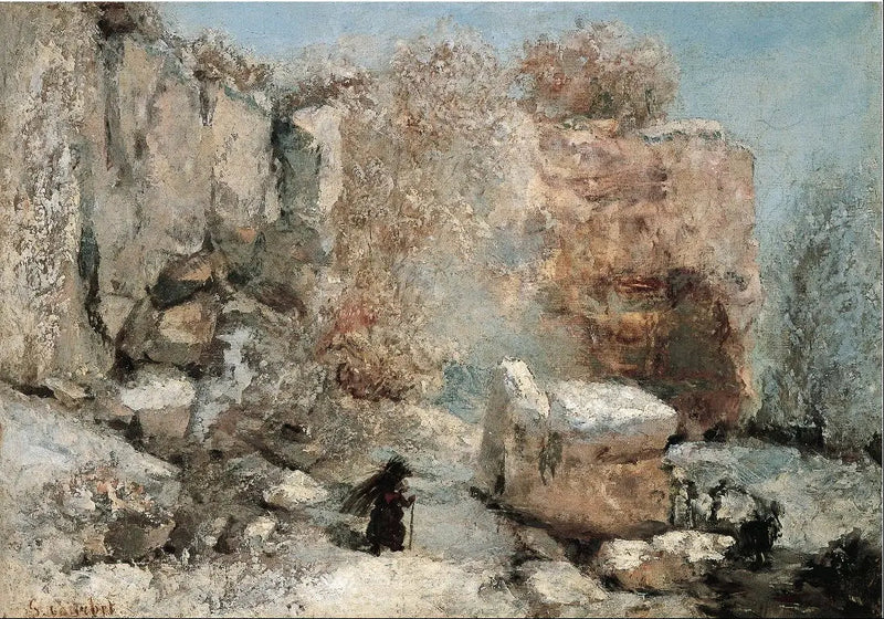 Kaya Ocağında Kar Efekti - Gustave Courbet