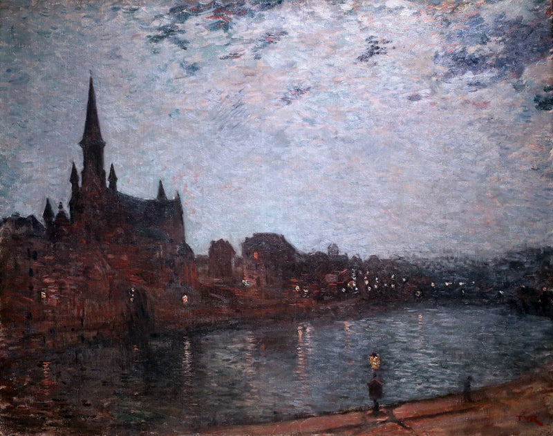 Église Sainte Croix (gece yarısı banliyösünde) - Théo van Rysselberghe