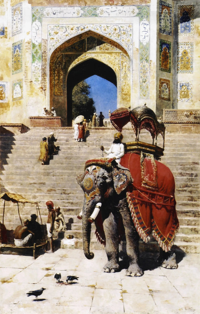 Mathura'daki Jami Camii girişindeki Kral Fil - Edwin Lord Weeks