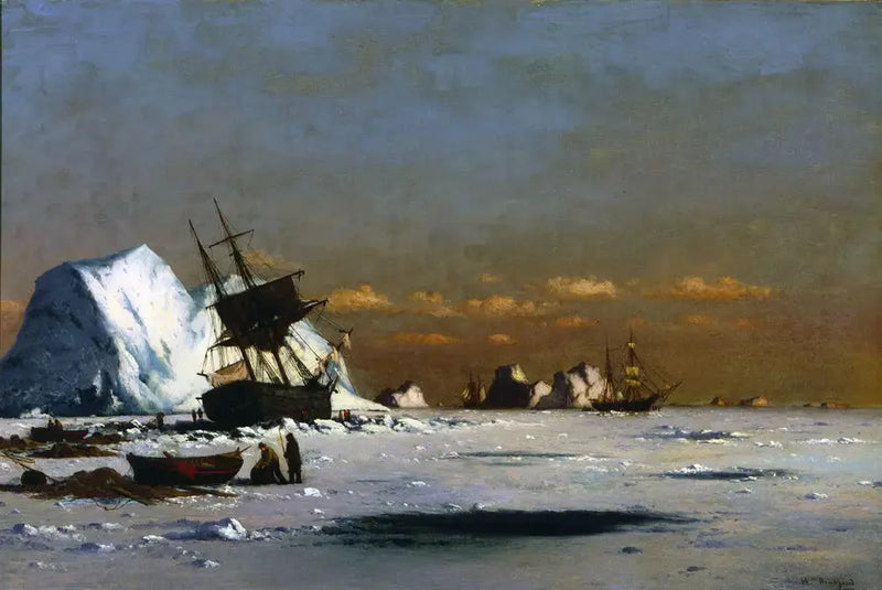 Buzul Çözülmesini Beklerken (Arktik'te Balina Avı Sahnesi) - William Bradford