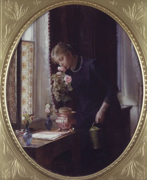 En genç kız, gül kokusu - Carl Heinrich Bloch