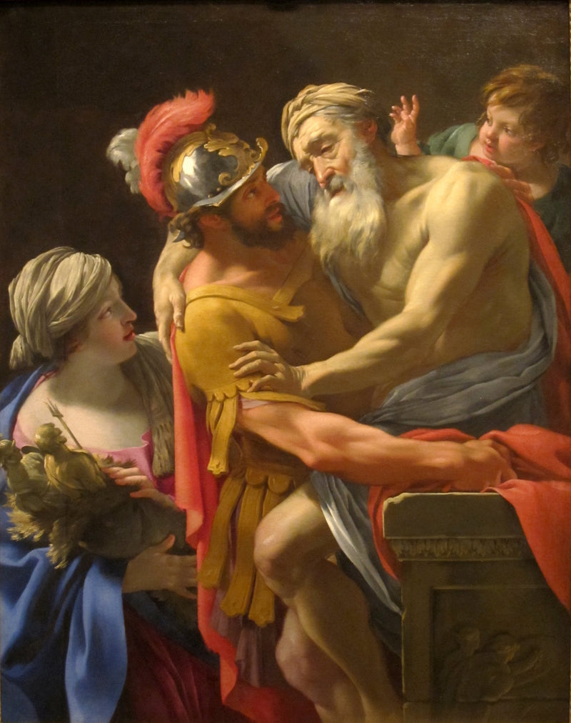 Aeneas ve Priam Truva'dan Kaçarken - Simon Vouet