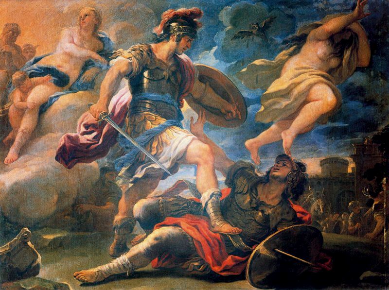 Énée ve Turnus - Luca Giordano