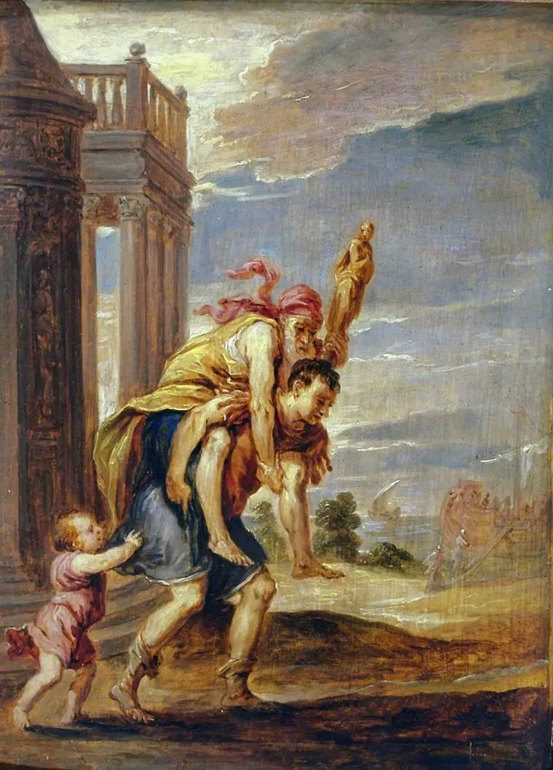 Aeneas'ın Truva'dan Kaçışı (Andrea Schiavone'e Göre) - David Teniers Genç