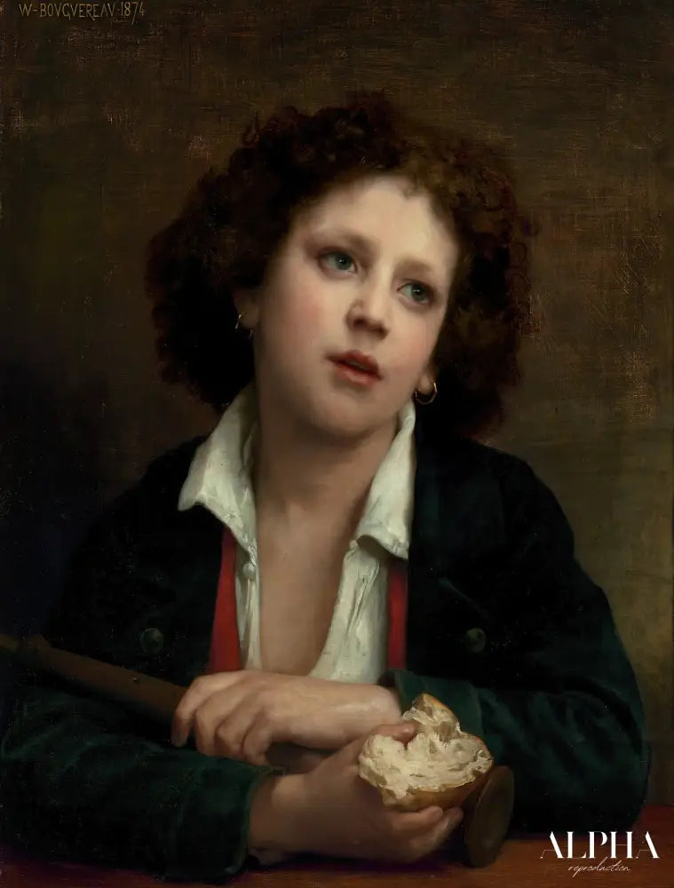 Enfant italien tenant une croute de pain - William Bouguereau Reproductions de tableaux à la peinture à l’huile