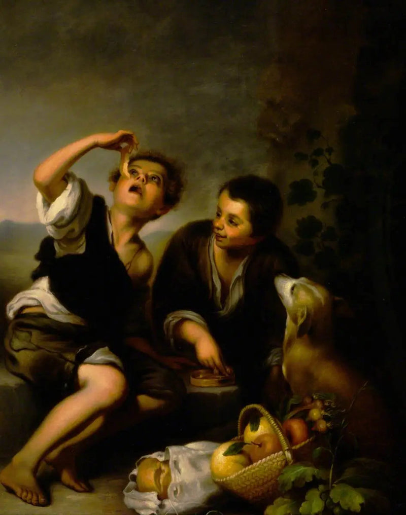 Çocuklar ve bir köpek ile meyve sepeti (Bartolomé Esteban Murillo'ya göre) - Bartolomé Esteban Murillo