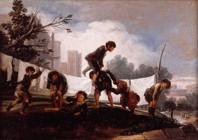 İkili Atlama Oyununu Oynayan Çocuklar - Francisco de Goya
