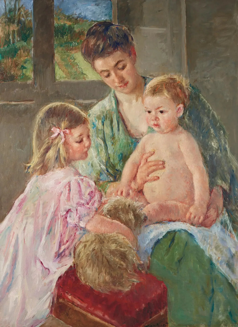 Bir köpekle oynayan çocuklar - Mary Cassatt