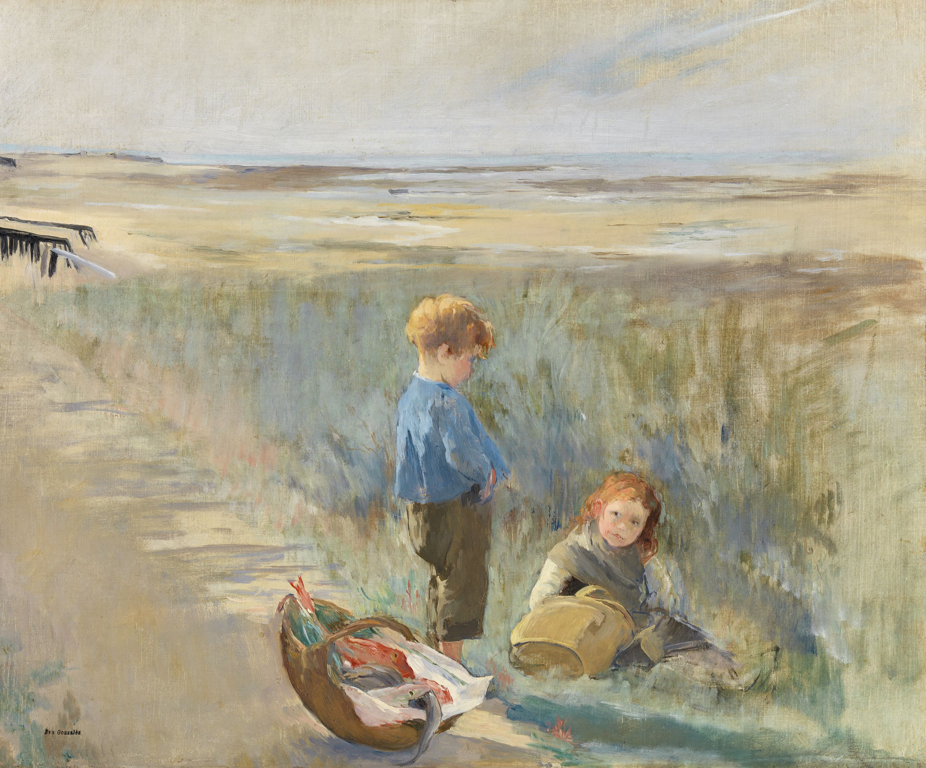 Enfants sur les dunes de sable, Grandcamp - Eva Gonzalès
