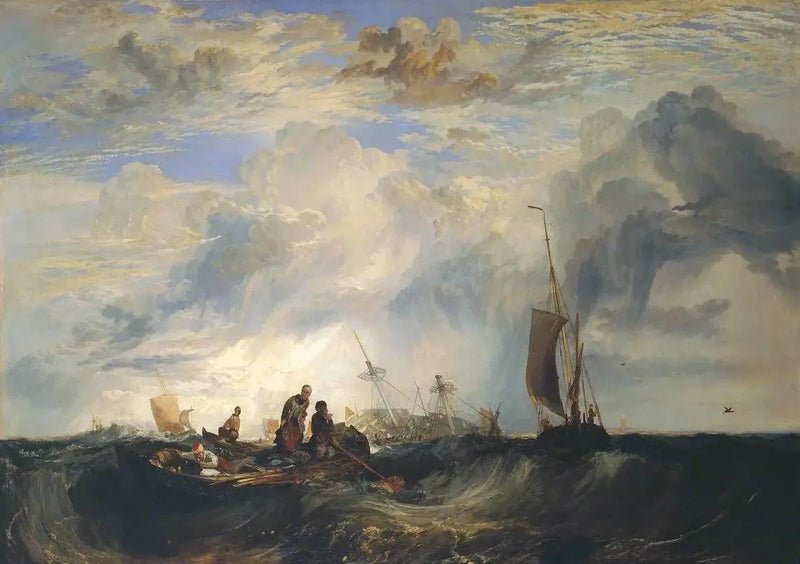 Meuse Girişi: Bar'da Portakal Tüccarı, Parçalanıyor; Brill Kilisesi S.E. yönünde, Masensluys E. yönünde - J. M. W. Turner