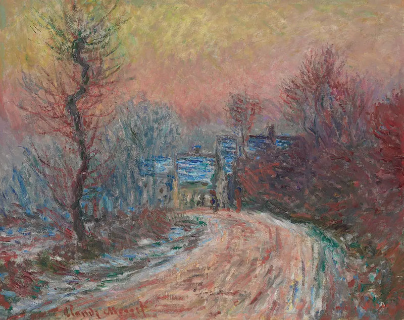 Giverny'de Kış Girişi, Gün Batımı Güneşi - Claude Monet