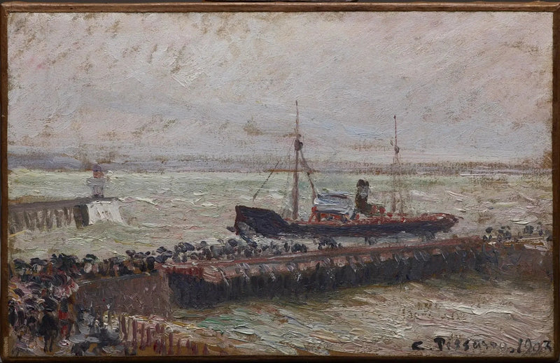 Le Havre Limanı Girişi, Kapalı Gökyüzü - Camille Pissarro