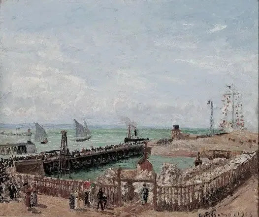 Le Havre Limanı Girişi ve Batı Kırıcı, Güneş, Sabah - Camille Pissarro