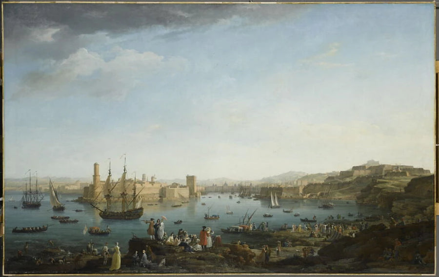 L'Entrée du port de Marseille. (au premier plan J. Vernet dessinant) - Claude-Joseph Vernet