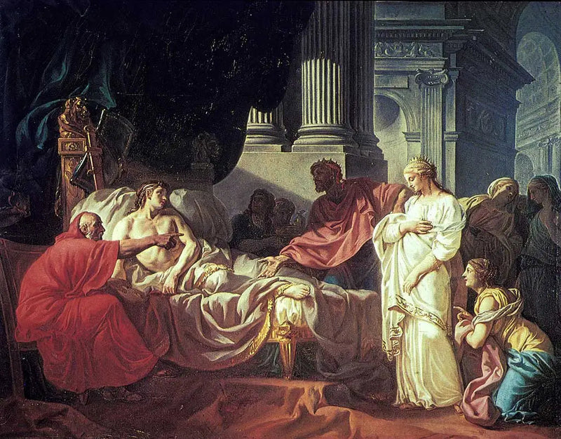 Antiochus'un hastalığının sebebini keşfeden Érasistrate - Jacques-Louis David