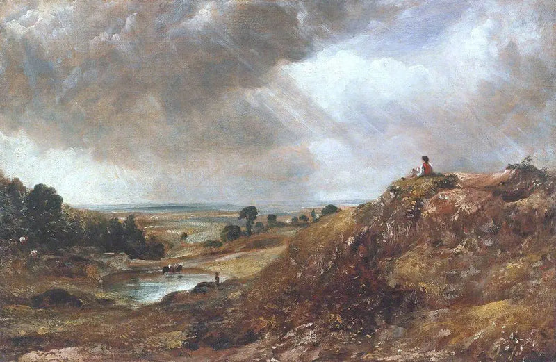 Branch Hill Göleti, Hampstead Heath, kıyıda oturan bir çocuk ile - John Constable