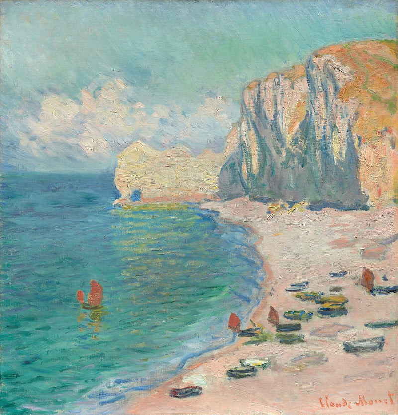Étretat: La Plage ve Amont Kayalığı - Claude Monet