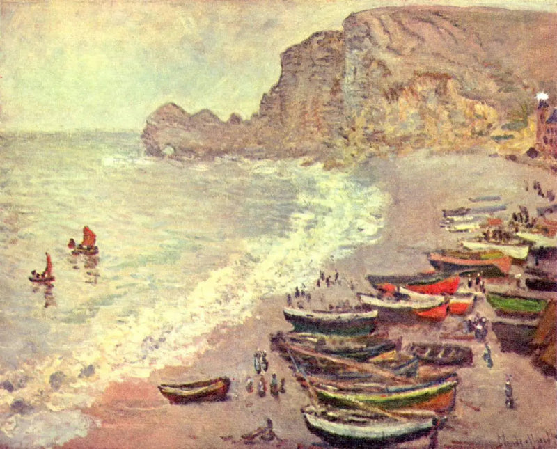 Étretat: plaj ve Amont Kapısı - Claude Monet