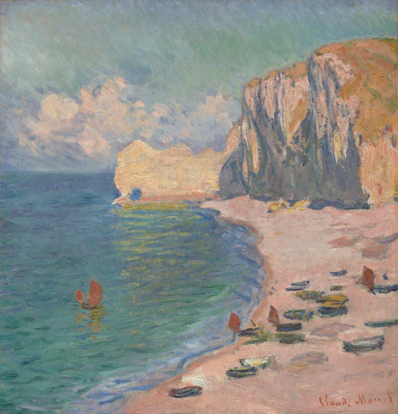 Étretat, plaj ve Amont W1012'nin uçurumu - Claude Monet