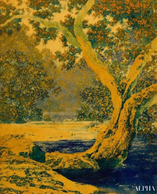 Reproduction du tableau « Étude pour Autumn Brook - Maxfield Parrish » par Alpha Reproduction en peinture à l’huile