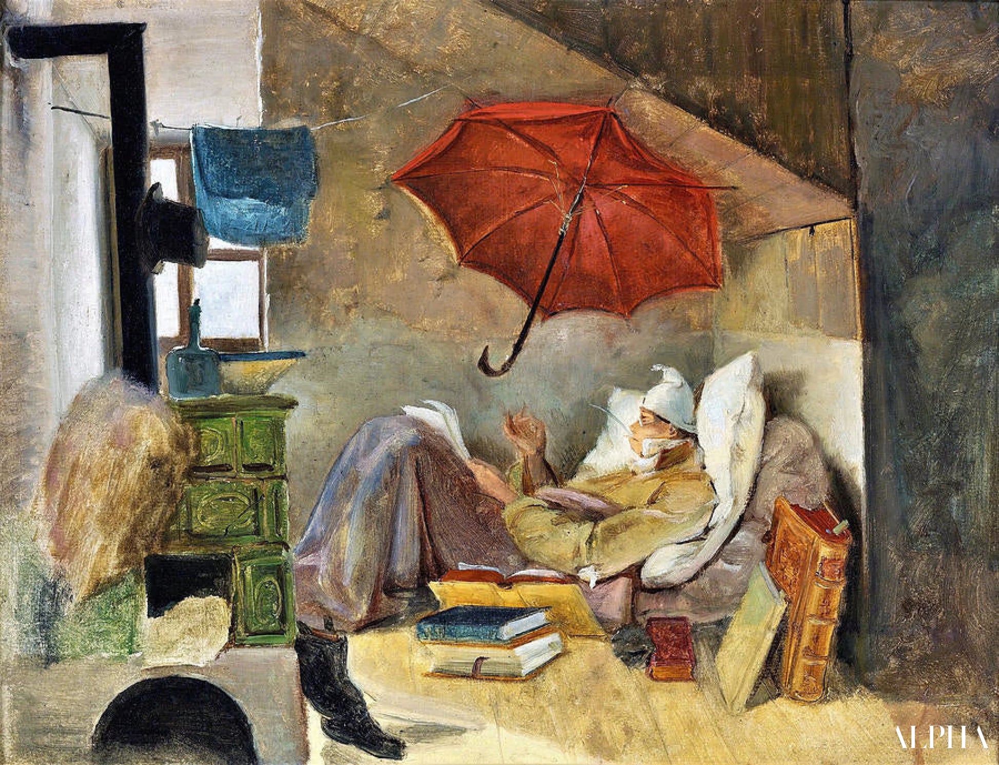 Reproduction du tableau « Étude pour Le Poète pauvre - Carl Spitzweg » par Alpha Reproduction en peinture à l’huile