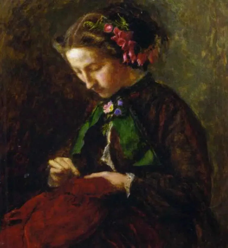 Euphemia 'Effie' Chalmers Gray, Mme John Ruskin (1828-1898), daha sonra Lady Millais, saçlarında dijital (La Digitale) ile - John Everett Millais