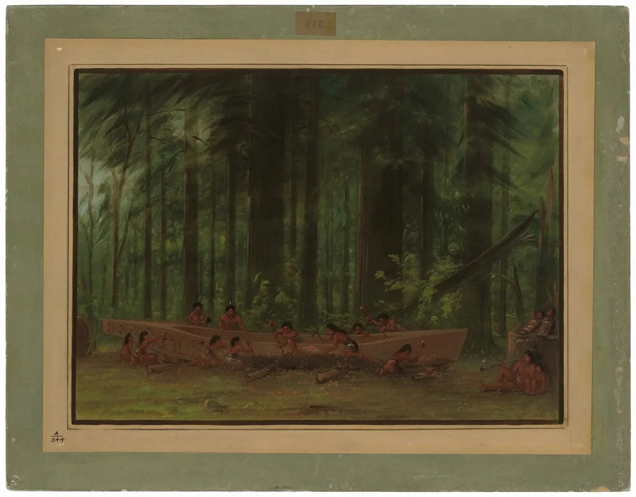 Bir kano kazısı - Nayas Yerlileri - George Catlin