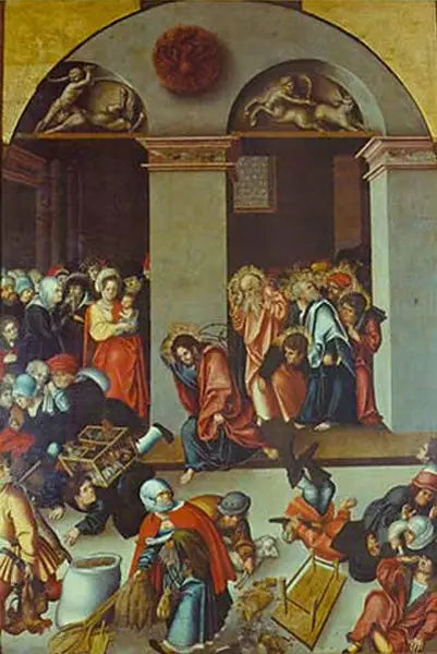 Tapınaktan Para Değiştiricilerin Kovulması - Lucas Cranach the Elder