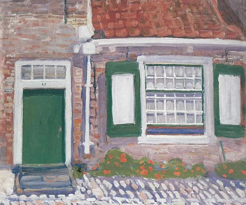 Yeşil kapaklı ev cephesi - Piet Mondrian