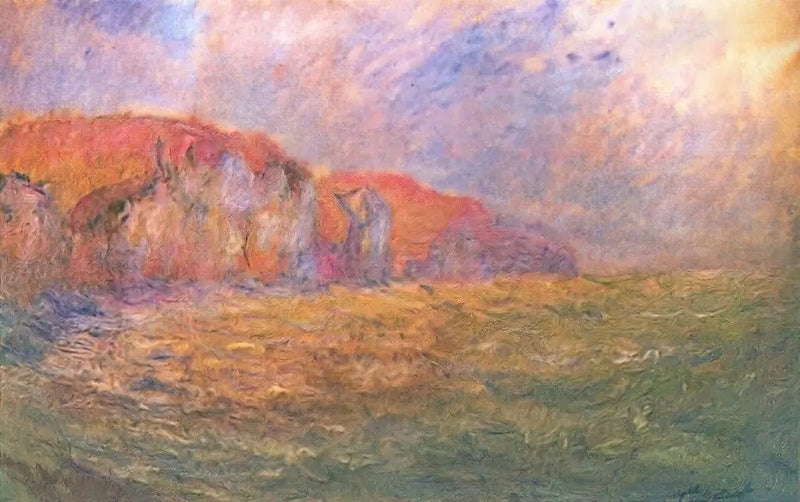 Pourville Kayalıkları, dalgalı deniz - Claude Monet