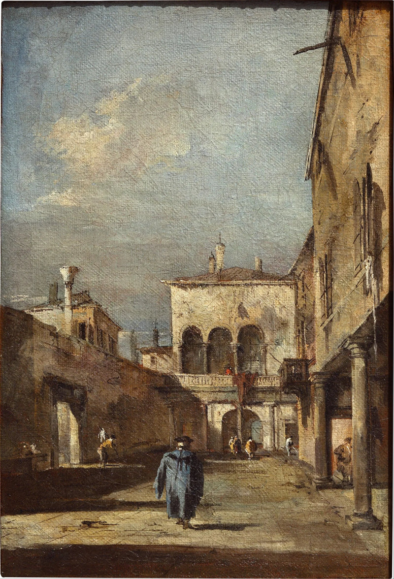 Mimari Fantazi ile Bir Avlu - Francesco Guardi