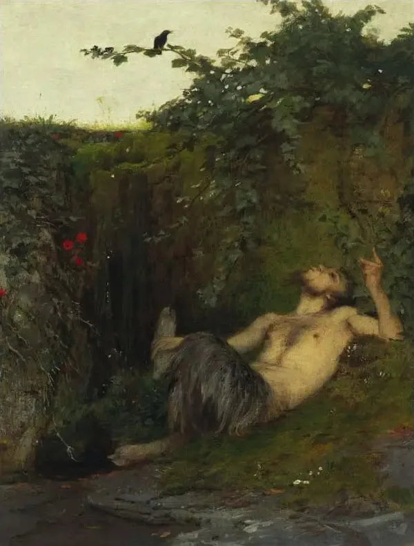 Faune ve Kara Leylek - Arnold Böcklin