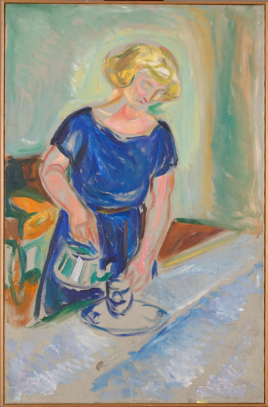 Mavi Elbiseli Kadın Kahve Servisi - Edvard Munch