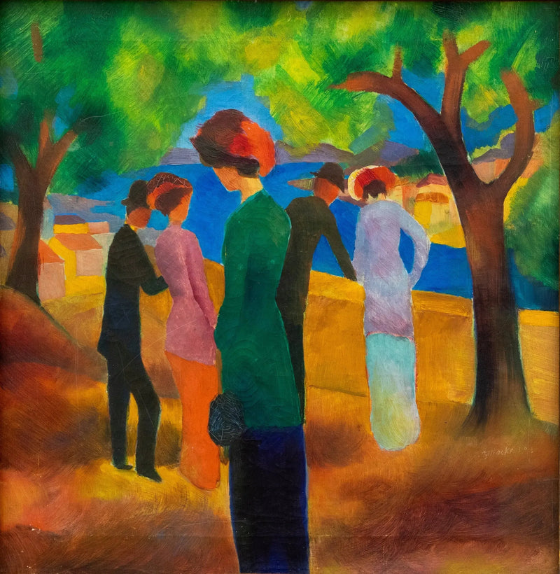 Yeşil ceketli kadın - August Macke