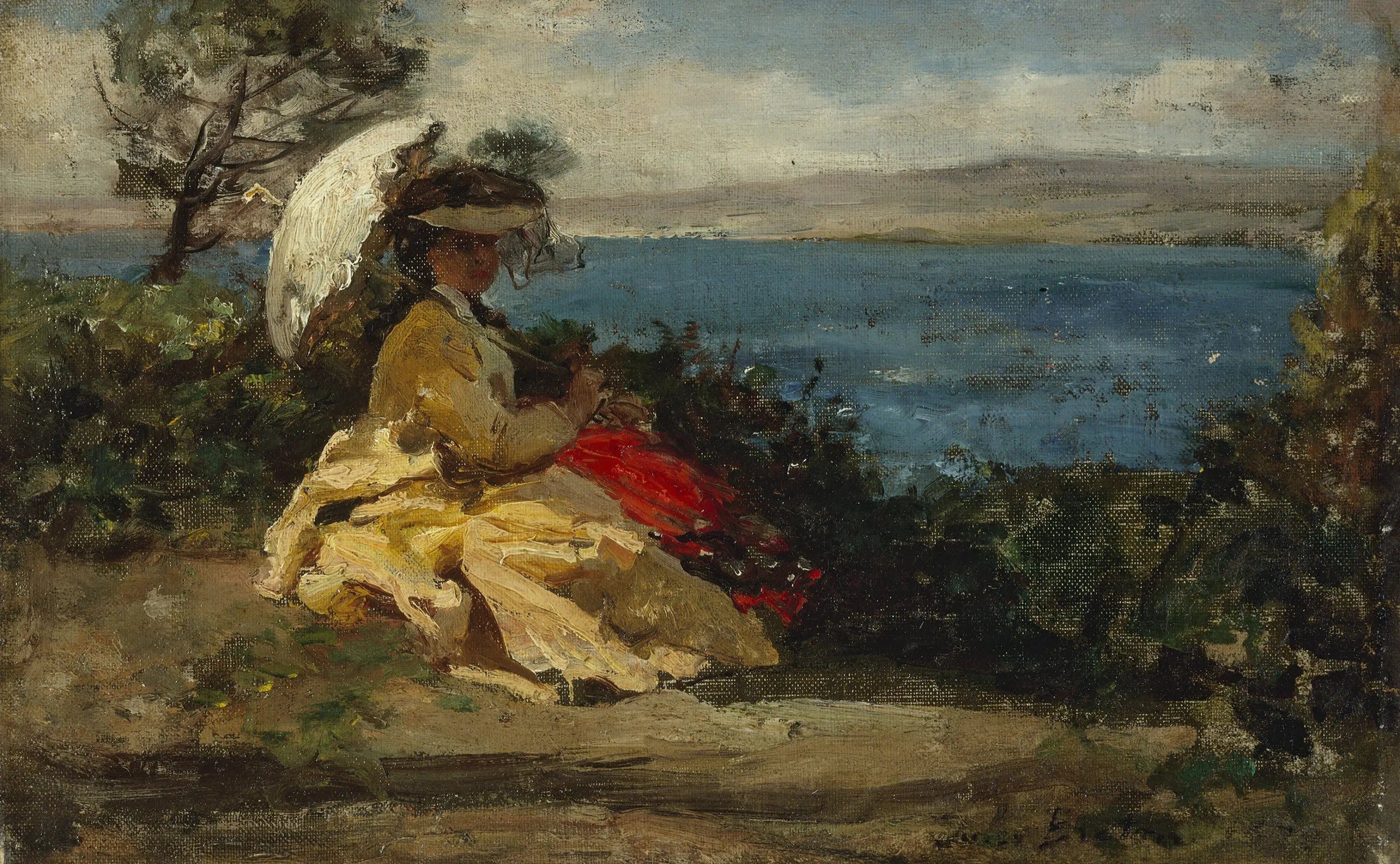 Femme à l’ombrelle baie de Douarnenez - Jules Breton - Alpha Reproduction
