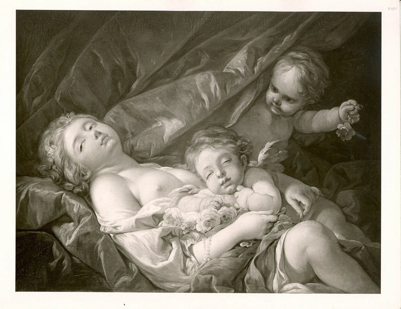 uzanmış kadın ve putti - François Boucher