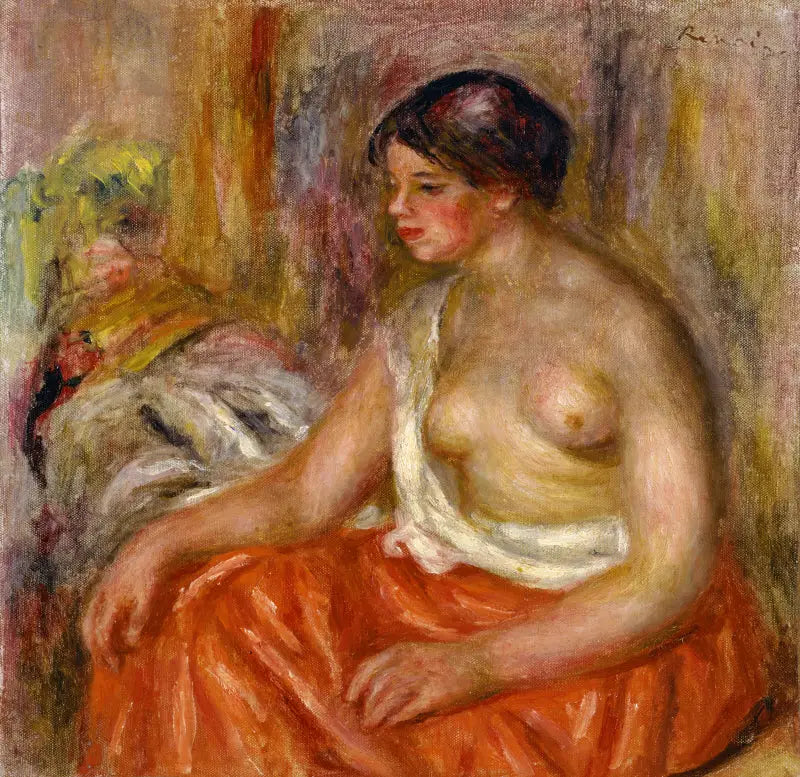 Göğsü açık oturan kadın - Pierre-Auguste Renoir