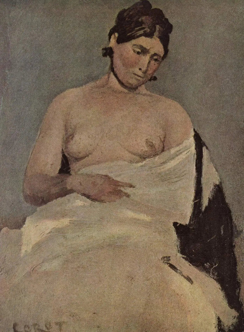 Çıplak Göğüslü Oturan Kadın - Jean-Baptiste Camille Corot