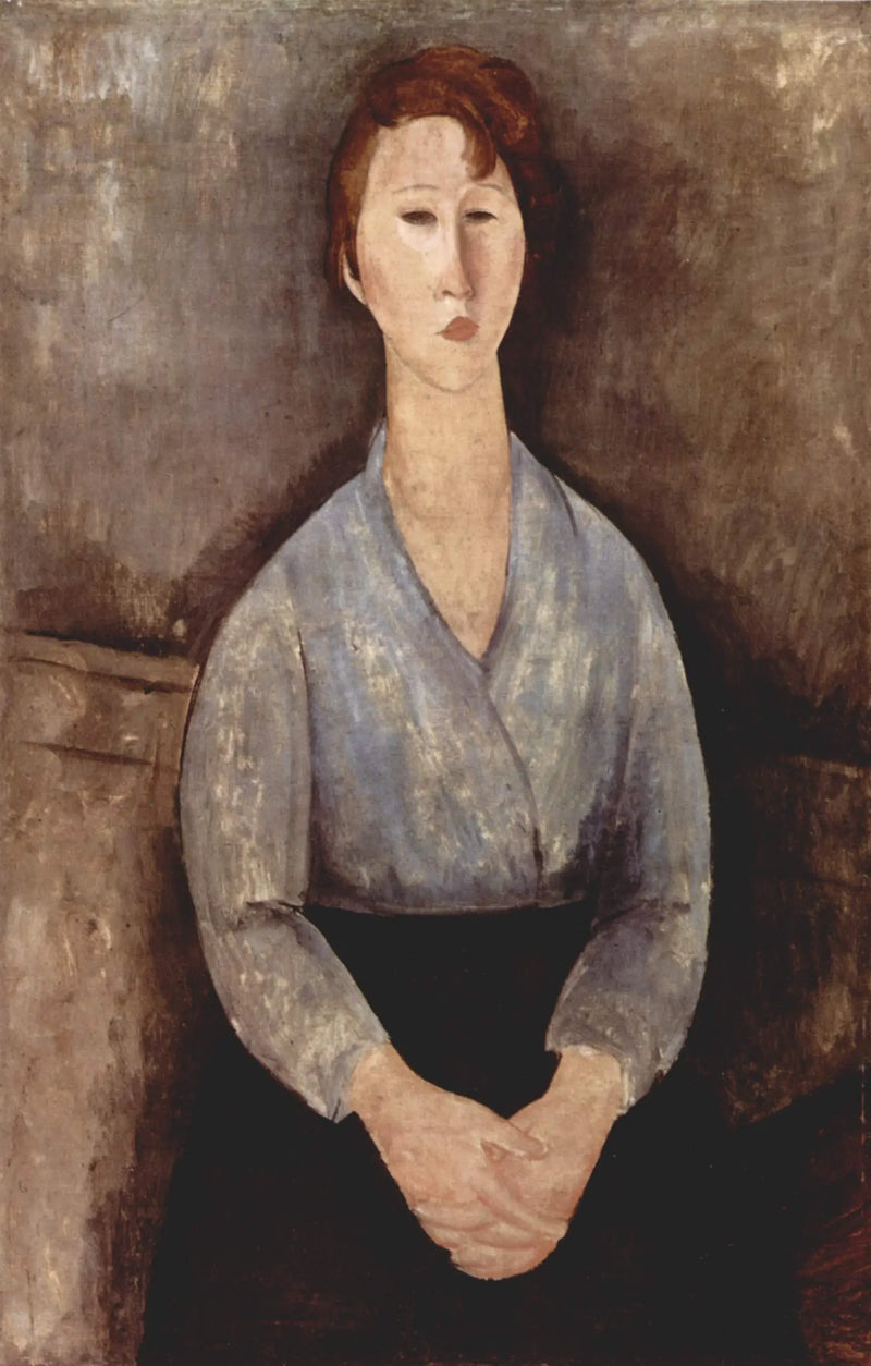 Mavi bluzlu oturan kadın - Amedeo Modigliani