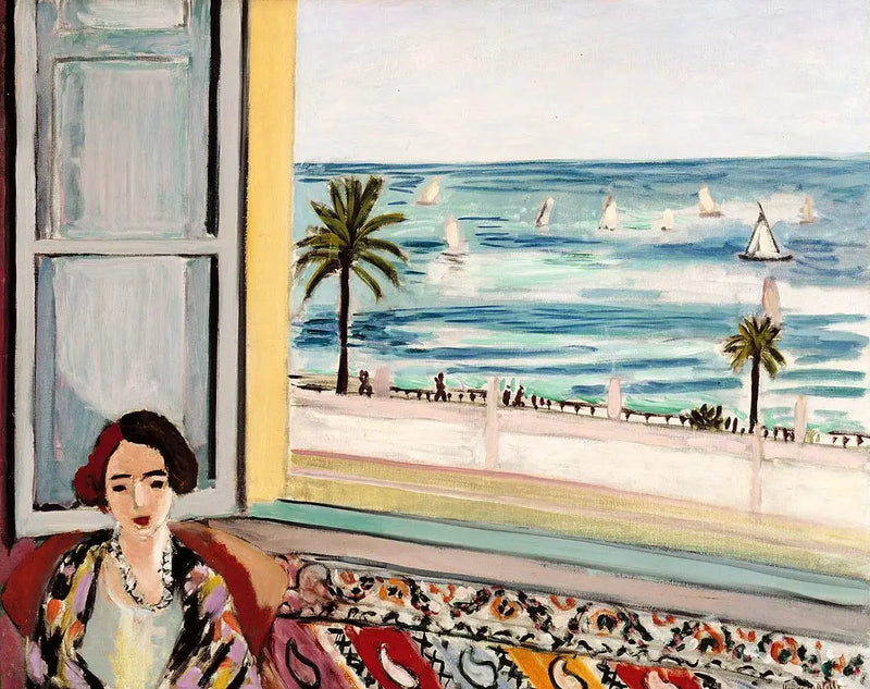 Açık pencereye sırtı dönük oturan kadın - Henri Matisse